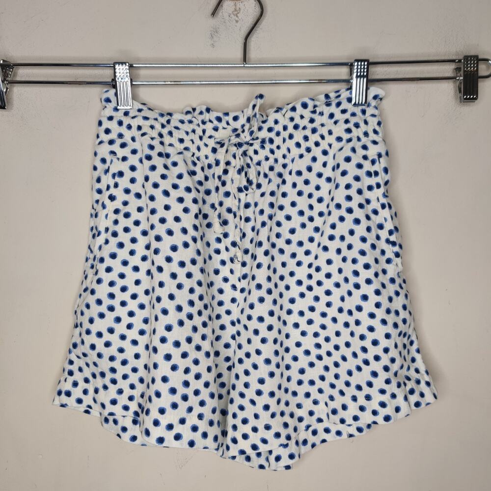 H&M Polka Dot Shorts High Waist Pockets Viscose Linen